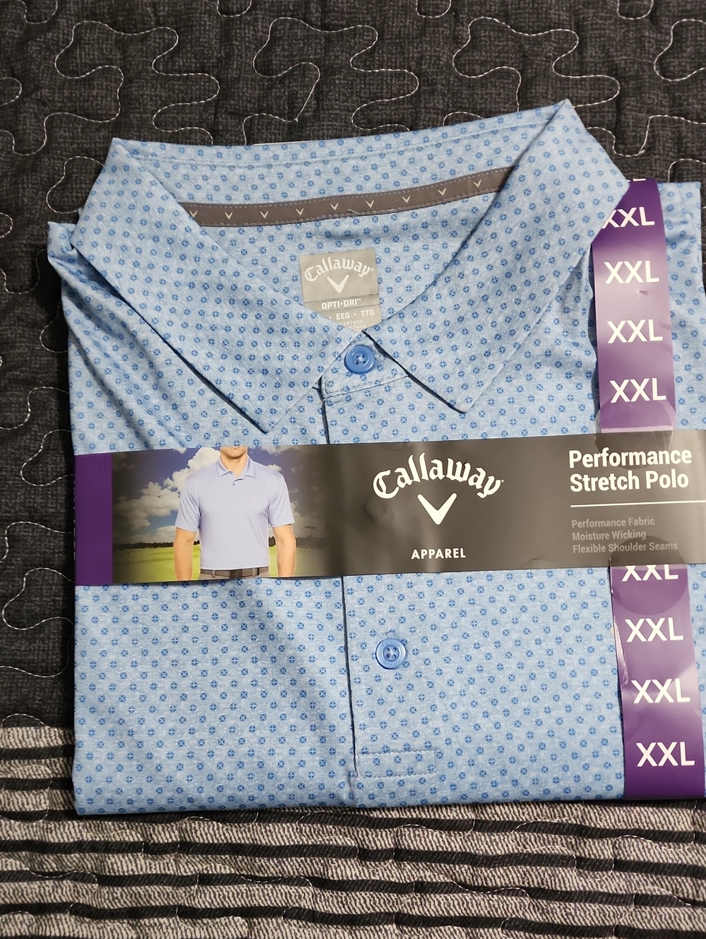 Callaway Men’s Sky Blue Patterned Performance Polo